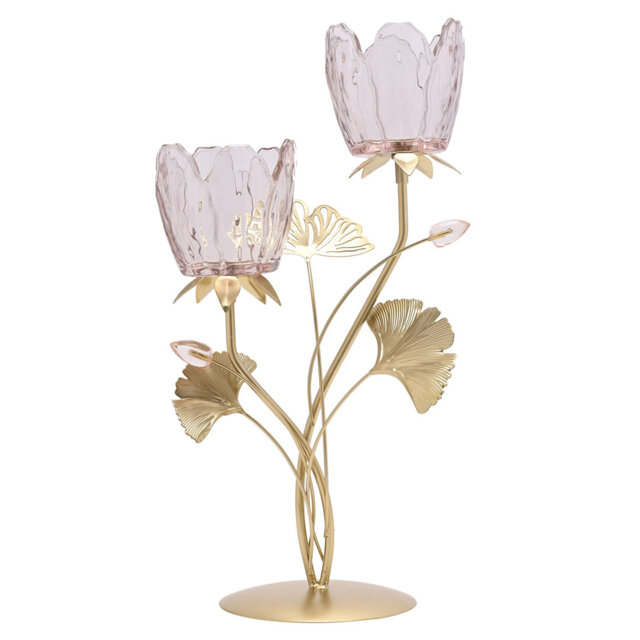 36Cm Glass Metal Tabletop Votive Holder