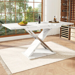 Extendable Dining Table White And Silver