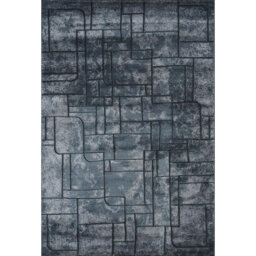 Denelda Living Room Area Rug Metallic Sheen Modern Cobble Design Navy