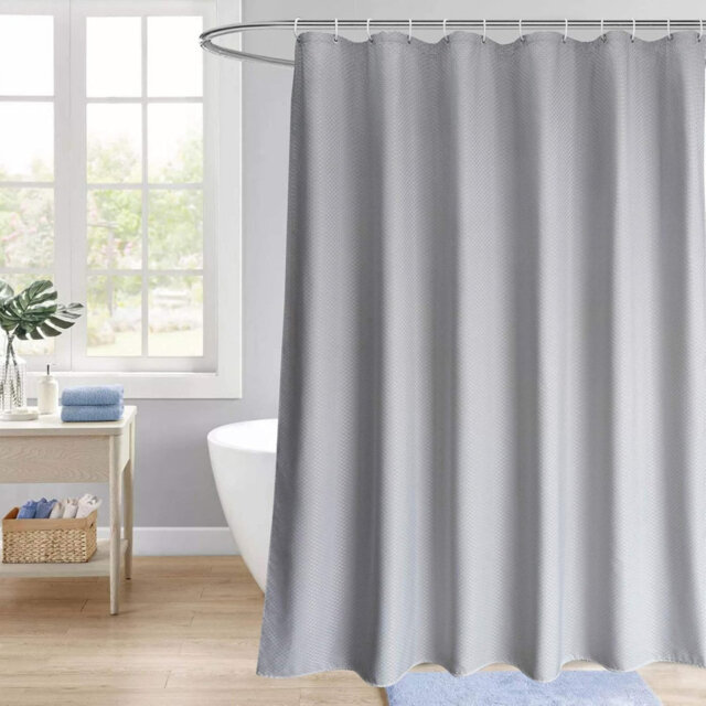 Grey Waffle Weave Extra Wide Shower Curtain 244 x 183 cm Drop, Water Repellent Shower Curtains