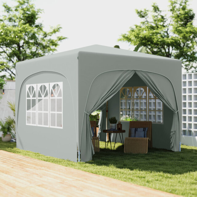 3 X 3m Pop-up Gazebo Shelter, Upf50+ Uv Protection Canopy With Adjustable 3-level Frame, Zipped Door & Windows, Wind Ropes And Ground Stakes, Portable