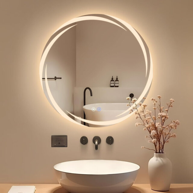 Wall mirror bathroom mirror round LED with lighting touch dimmable