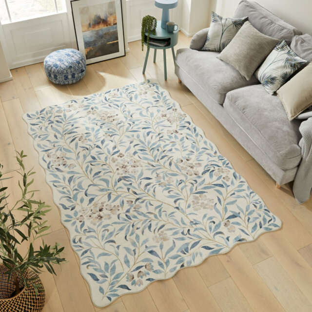 Blue Modern Soft Washable Rug, Stain Resistant Area Rug For Bedroom, & Dining Room