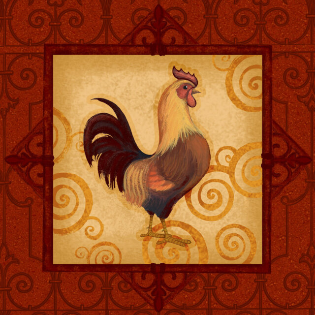 Decorative Rooster I - Wrapped Canvas Art Print