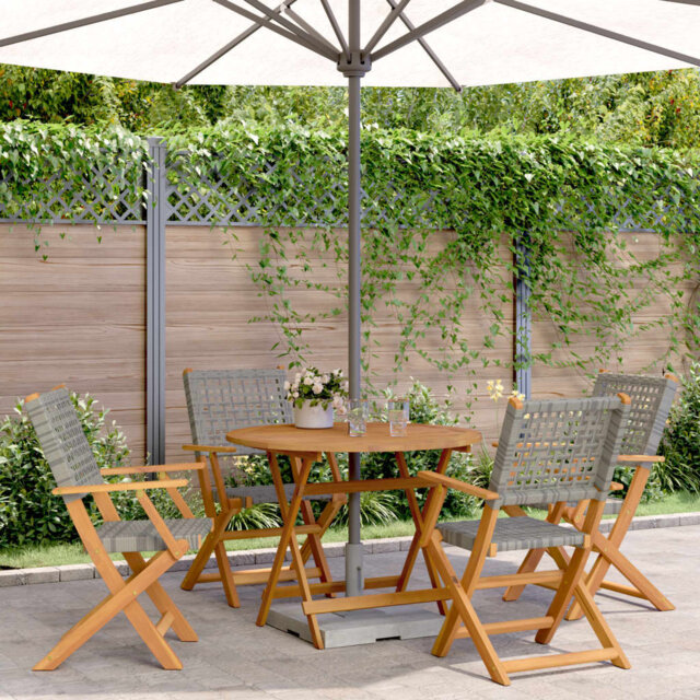 4 - Person Wood Patio Dining Set with Round Table , Cushions Included