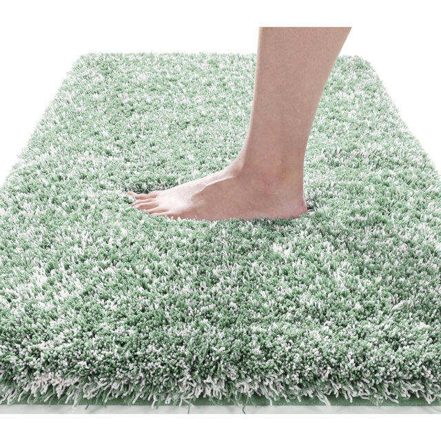 43×61cm Fluffy Microfiber Bath Mat, Non-Slip Absorbent Washable Shower Rug