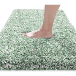 43×61cm Fluffy Microfiber Bath Mat, Non-Slip Absorbent Washable Shower Rug