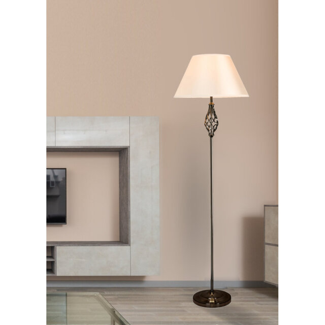 Bratton 155cm Traditional Twist Pewter Black Floor Lamp