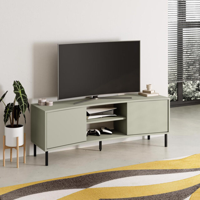 Frem Modern Curved TV Stand 2 Door Unit