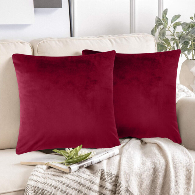 Luxurious Plain Velvet Cushion Covers (Set Of 2)