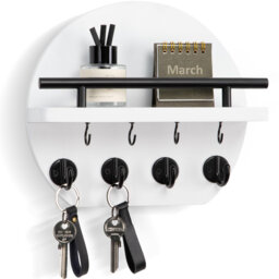 Manufactured Wood Wall Organizer with Key Hooks