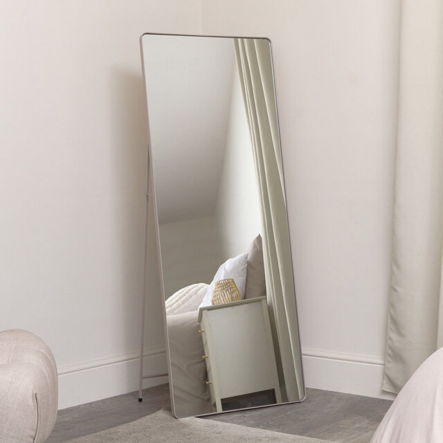 Taupe Framed Free Standing Cheval Mirror 155Cm X 60Cm