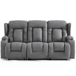 Andreaz 3 Seater Grey Technology Fabric Modern Recliner Sofa