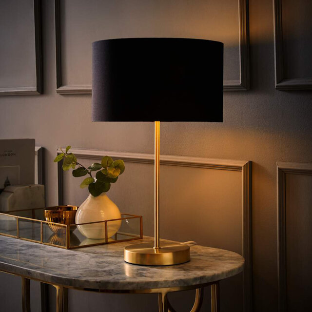 Dadiva Brushed Chrome Stem Table Lamp with Velvet Reni Shade