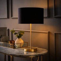 Dadiva Brushed Chrome Stem Table Lamp with Velvet Reni Shade