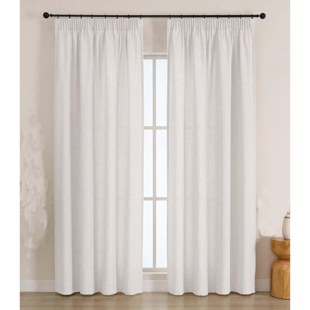 140Wx220L Farmhouse Faux Linen Textured Curtains 2 Panels,Semi Light Filtering Window Drapes for Living Room