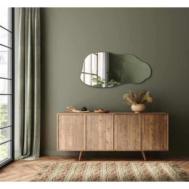 Burhamedin Modern Long Loft Wall Mirror Hanging for Living Room Bedroom Asymmetrical Décor