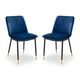Gerson 127cm H Velvet Upholstered Side Chair in Blue