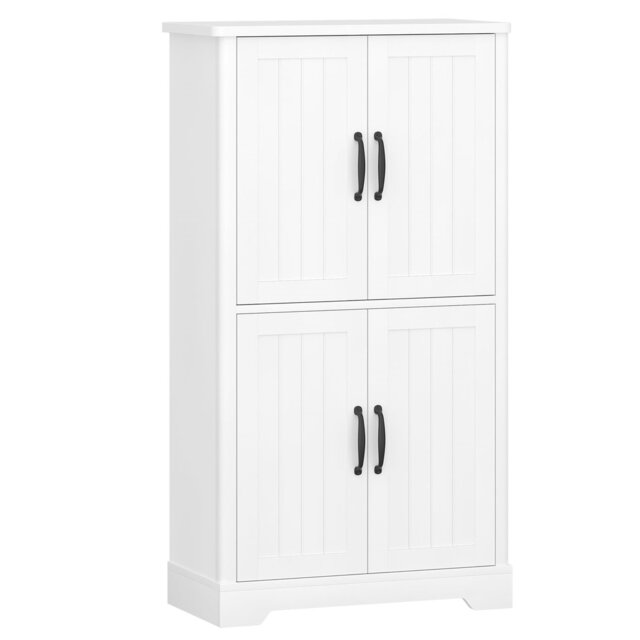 Bathroom Storage Cabinet, Bathroom Floor Cabinet With 4 Doors, Adjustable Shelf, Free Standing Storage Cupboard For Living Room, Hallway, Kitchen