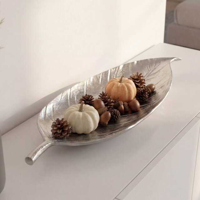 Leaf-Shaped Aluminium Decorative Bowl, Gold