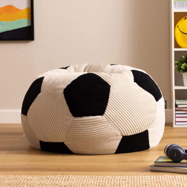 Bean Bag Bazaar Kids Football Print Corduroy Classic Bean Bag