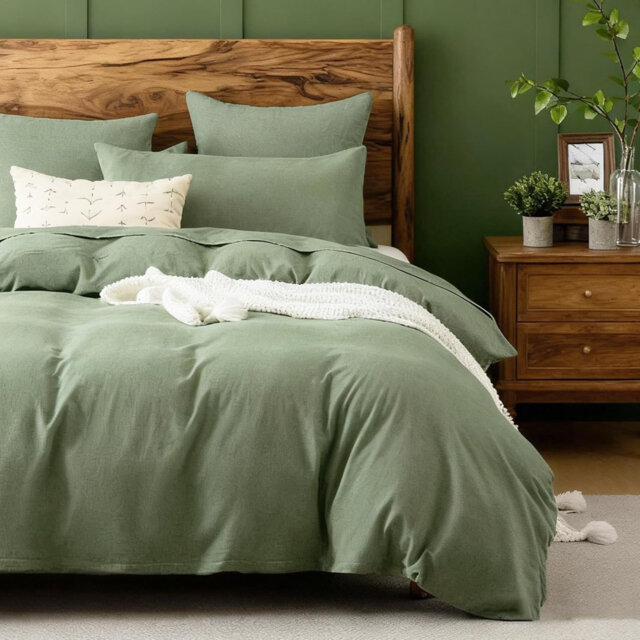 Double Duvet Cover 100% Cotton Zip Bedding Set with Pillowcases Fade Resistant 60°C Machine Washable Soft Breathable Stone Washed
