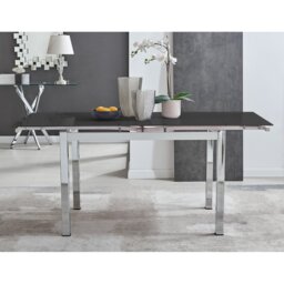 Tierra Glass and Chrome Metal Extendable Modern Dining Table