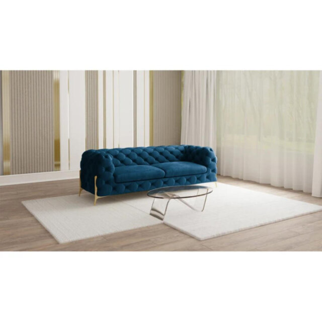 Chesterfield Sofa Atoka with Gold Metal Legs