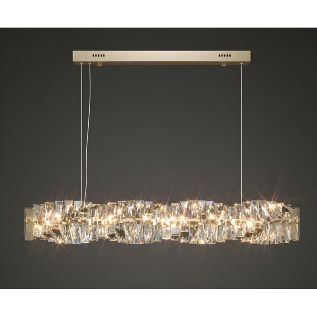 Bernhilde 1 - Modern LED Crystal Twisted Bar Chandelier – Adjustable Silver Ceiling Light