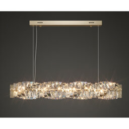 Bernhilde 1 - Modern LED Crystal Twisted Bar Chandelier – Adjustable Silver Ceiling Light
