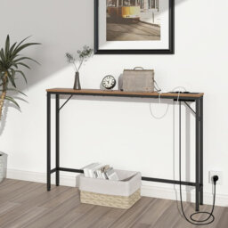 Console Table with Charging Station Narrow Long Behind Couch Table for Hallway Office
