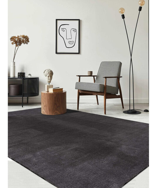 The Carpet Relax - Modern Rug, Fluffy, Short Pile, Non-Slip Underside, Washable up to 30°C, Super-Soft, Fur Look, Anthracite