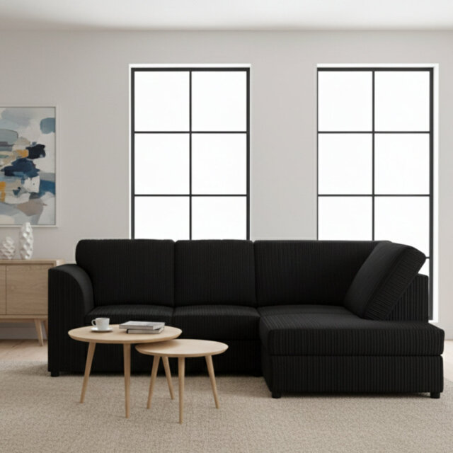 Jumbo Cord Hand Facing Corner Sofa With Footstool