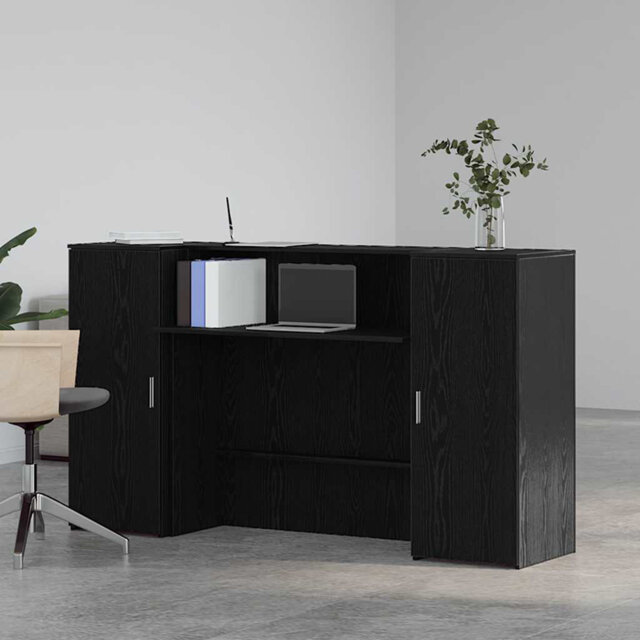 Reception Desk Black Oak 50x103.5 Cm Engineered Wood