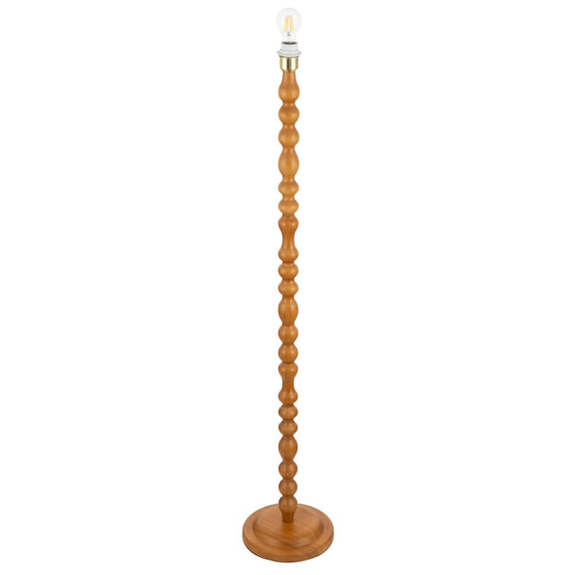 Oak Wooden Classic Standing Floor Lamp Base With Rippled Pole Design By