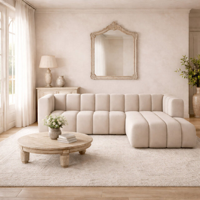 4 Seater Grand Velvet Sofa & Chaise Grand Modern L-Shaped Corner Sofa - Sectional for Living Room