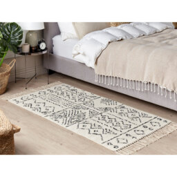 Terell Hand-Knotted Wool/Cotton White/Black Rug