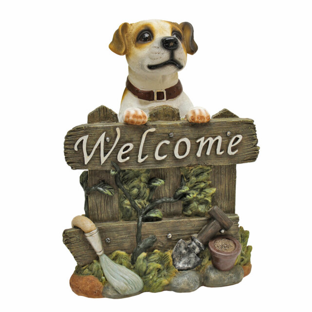 Jack Russell Welcome Garden Sign Statue