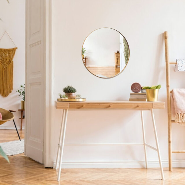 Mood Premium Round Bathroom Mirror Framed Wall Mounted, Circle Frame Modern & Stylish