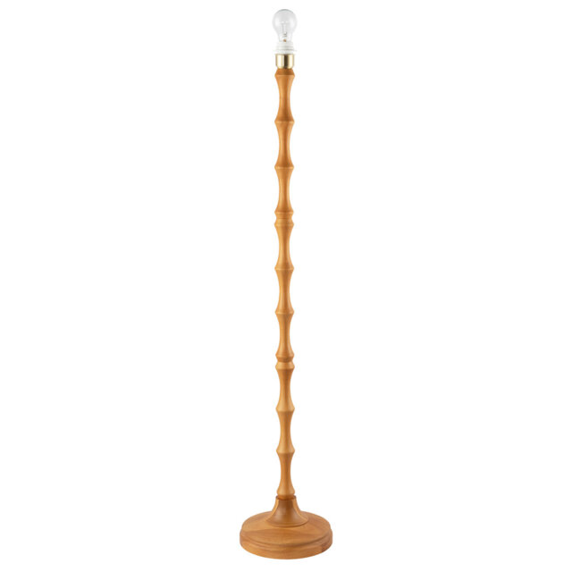Traditional Oak Wood Standing Floor Lamp Base With Bamboo Pole Design By