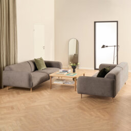 Ronreco 2+2-Seater Living Room Sets In Fay Fabric Dusty Brown 21 Fabric, Base In Matt Oak