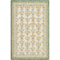 Fairfax-Hand Tufted Yellow Green Beige Pink Wool Global Living Dining Bedroom Rug