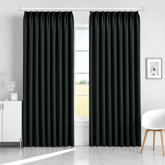 Blackout Pencil Pleat Curtains - Thermal Insulated, Light Blocking Window Drapes