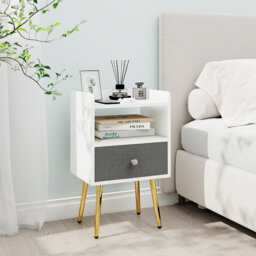 1 Drawer Bedside Tables With Storage -- Metal Legs