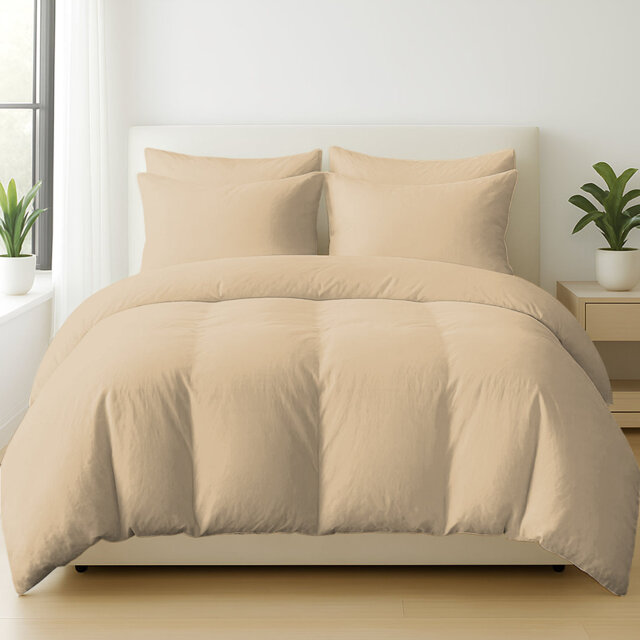 Cotton Solid Colour Duvet Cover Set with Pillow Shams Included
