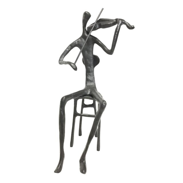Burlwood Sitting Violin Playing Figurine