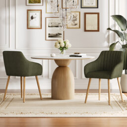 49.5cm H Upholstered Dining Chairs With Wooden Legs