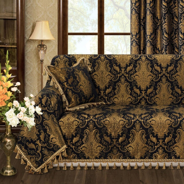 Luxury Sofa Cover For 2 3 Seater, Black, 180 X 300Cm
