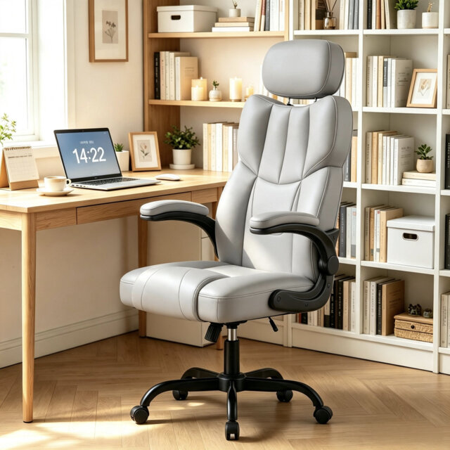 Ergonomic High-Back Office Desk Chair with Lumbar Support and Flip-Up Armrests