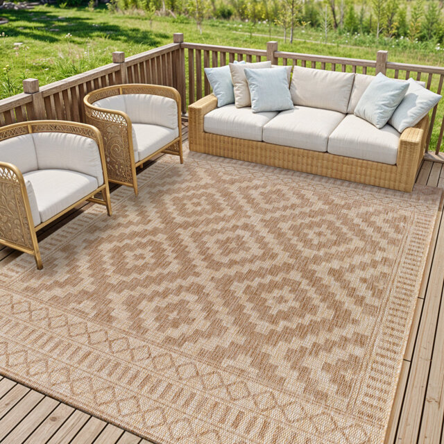 Bartlesville Indoor & Outdoor Boho Jute-Look Rug Beige